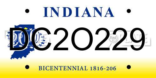 DC2O229 Indiana License Plate