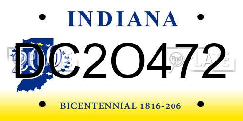 DC2O472 Indiana License Plate