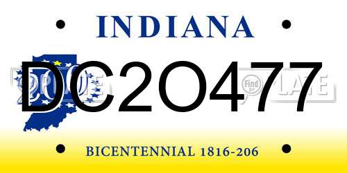 DC2O477 Indiana License Plate
