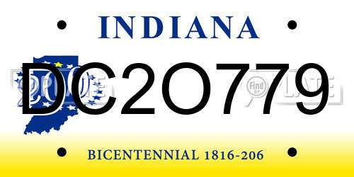 DC2O779 Indiana License Plate