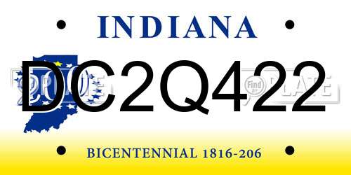 DC2Q422 Indiana License Plate