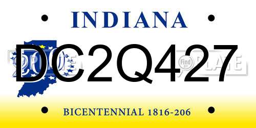 DC2Q427 Indiana License Plate