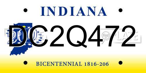 DC2Q472 Indiana License Plate