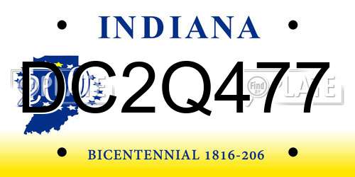 DC2Q477 Indiana License Plate