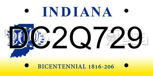 DC2Q729 Indiana License Plate