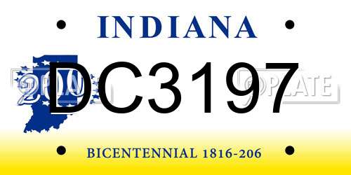 DC3197 Indiana License Plate