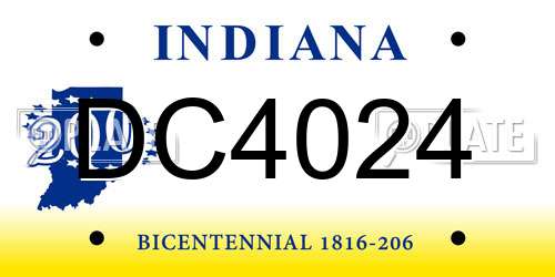 DC4024 Indiana License Plate