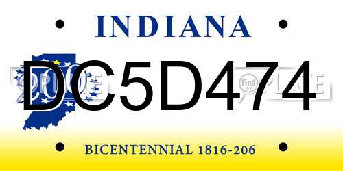 DC5D474 Indiana License Plate