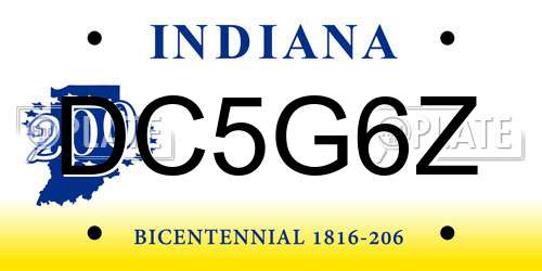DC5G6Z Indiana License Plate