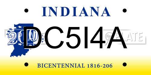DC5I4A Indiana License Plate