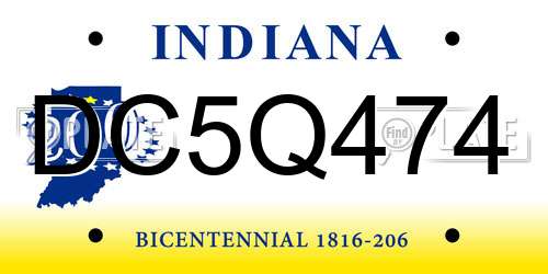 DC5Q474 Indiana License Plate