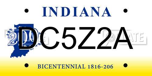 DC5Z2A Indiana License Plate