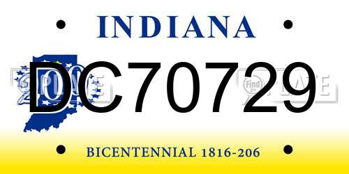 DC70729 Indiana License Plate