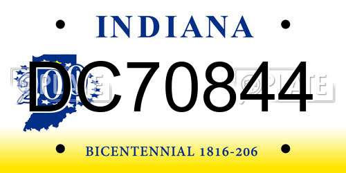 DC70844 Indiana License Plate