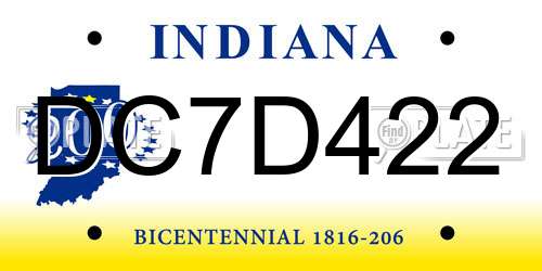 DC7D422 Indiana License Plate