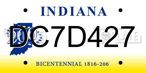 DC7D427 Indiana License Plate
