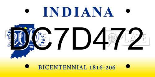 DC7D472 Indiana License Plate