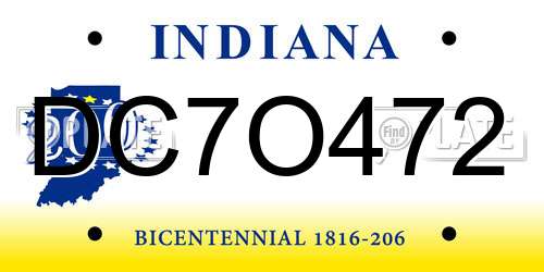 DC7O472 Indiana License Plate