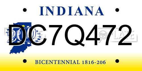 DC7Q472 Indiana License Plate