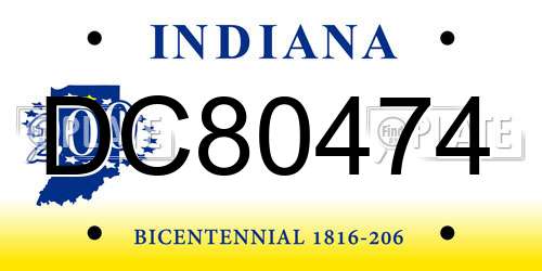 DC80474 Indiana License Plate