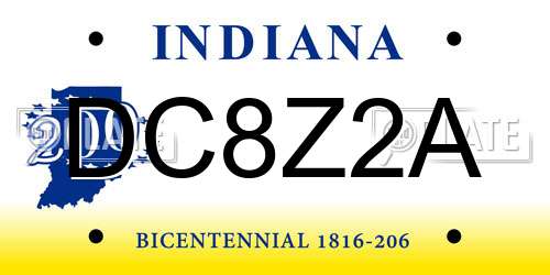 DC8Z2A Indiana License Plate