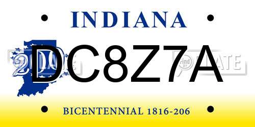 DC8Z7A Indiana License Plate