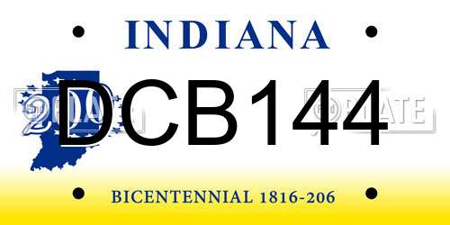 DCB144 Indiana License Plate