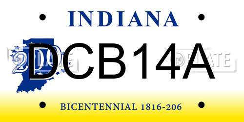 DCB14A Indiana License Plate