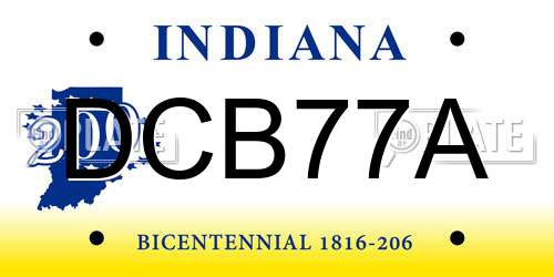 DCB77A Indiana License Plate