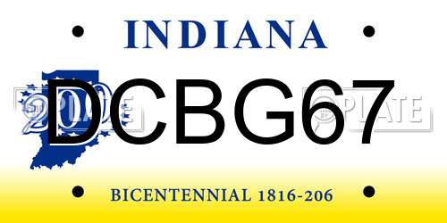 DCBG67 Indiana License Plate