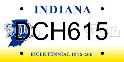 DCH615 Indiana License Plate
