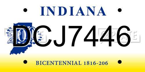 DCJ7446 Indiana License Plate