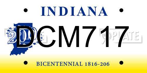 DCM717 Indiana License Plate