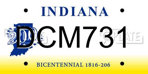 DCM731 Indiana License Plate
