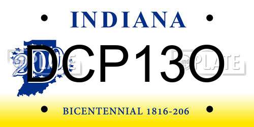 DCP13O Indiana License Plate