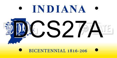 DCS27A Indiana License Plate