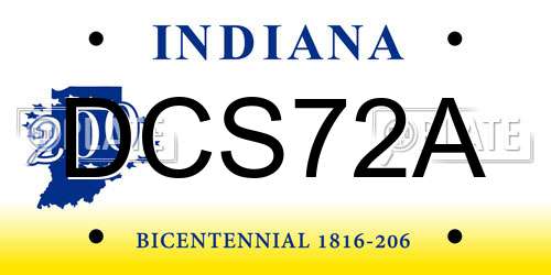 DCS72A Indiana License Plate