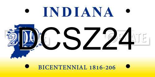 DCSZ24 Indiana License Plate