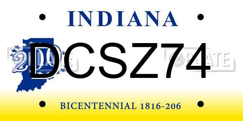 DCSZ74 Indiana License Plate