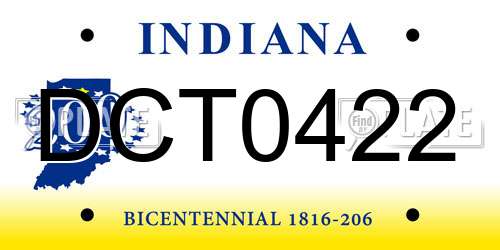 DCT0422 Indiana License Plate