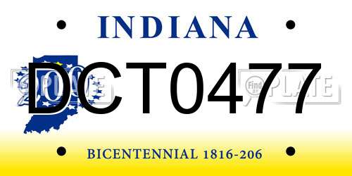 DCT0477 Indiana License Plate