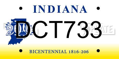 DCT733 Indiana License Plate
