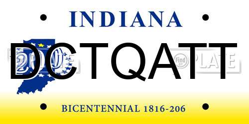 DCTQATT Indiana License Plate