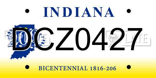 DCZ0427 Indiana License Plate