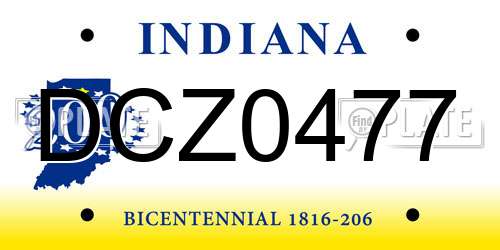 DCZ0477 Indiana License Plate