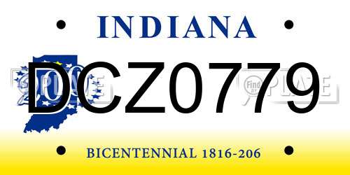 DCZ0779 Indiana License Plate