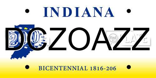 DCZOAZZ Indiana License Plate