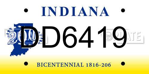 DD6419 Indiana License Plate