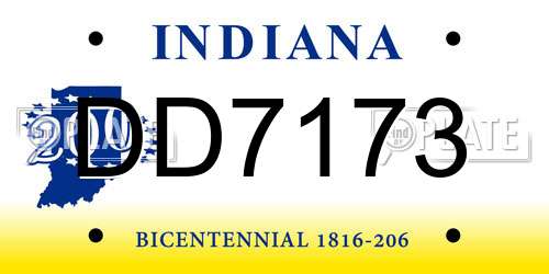DD7173 Indiana License Plate