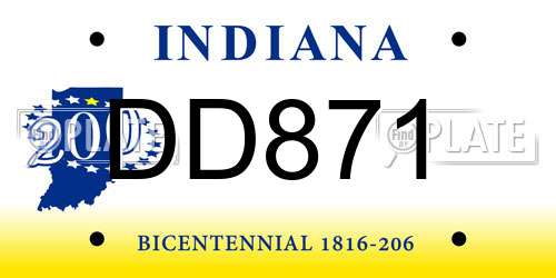 DD871 Indiana License Plate